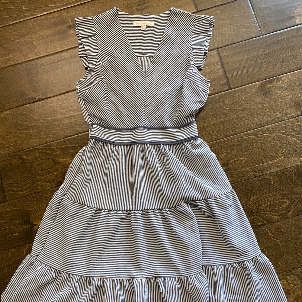 Striped dress with flutter sleeves